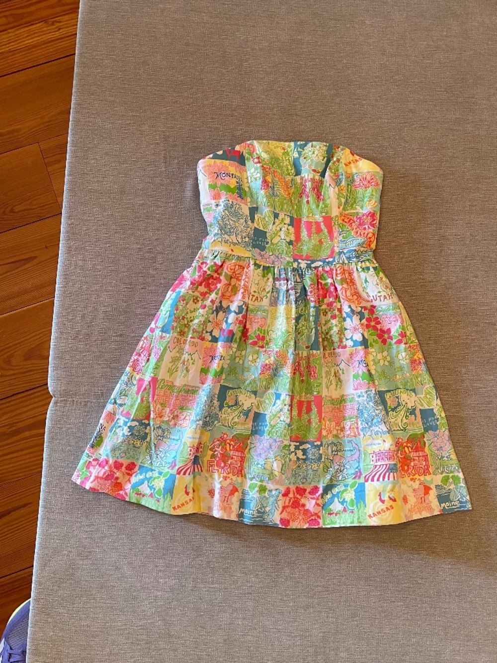 Lilly Pulitzer Strapless Lottie Dress USA Patchwork Size 00 - Picture 3 of 14